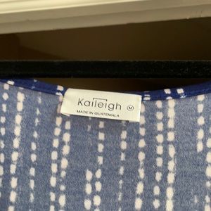 Blue and white wide leg loose jumpsuit